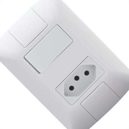 Imagem de Conjunto Tramontina Aria 4X2 Branco Com Placa (1 Simples+1Tomada ) 57241/064