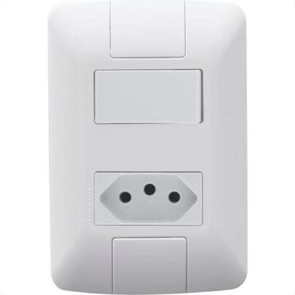 Imagem de Conjunto Tramontina Aria 4X2 Branco Com Placa (1 Simples+1Tomada ) 57241/064