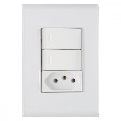 Imagem de Conjunto Tramontina Com Placa Liz Branca 2 Simples + Tomada 2P+T. 10A. - 57170/073