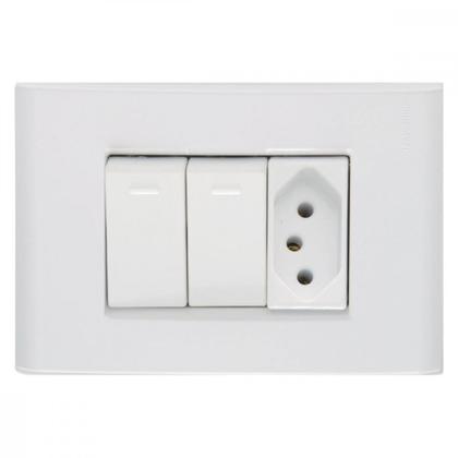 Imagem de Conjunto Tramontina Com Placa Liz Branca 2 Simples + Tomada 2P+T. 10A. - 57170/073