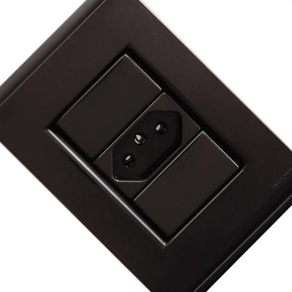 Imagem de Conjunto Tramontina Com Placa Liz Grafite 1 Tomada 2P+T. 20A.