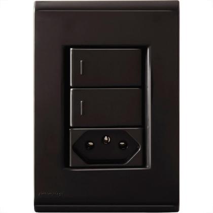 Imagem de Conjunto Tramontina Com Placa Liz Grafite 2 Simples+Tomada .2P+T. 10A.