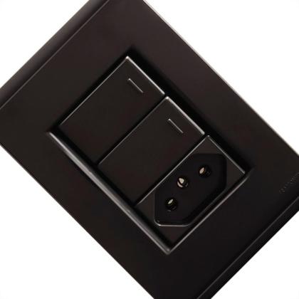 Imagem de Conjunto Tramontina Com Placa Liz Grafite 2 Simples+Tomada .2P+T. 10A.