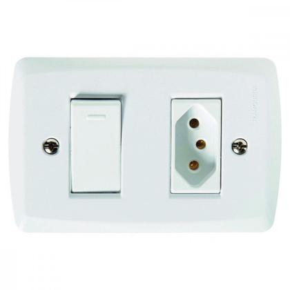 Imagem de Conjunto Tramontina Com Placa Lux2 1 Paralelo + Tomada 2P+T. 10A. 145/050