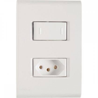 Imagem de Conjunto Tramontina Liz 4X2 Branco Com Placa (1 Paralelo+Tomada 10A)