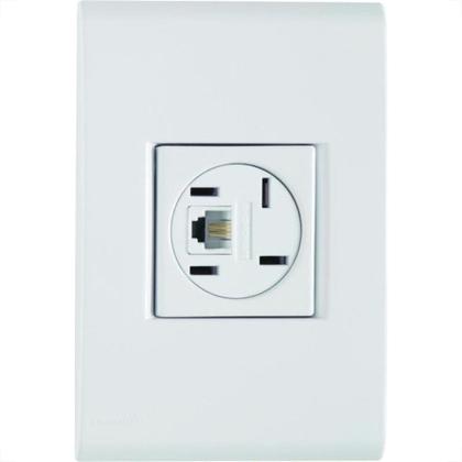 Imagem de Conjunto Tramontina Liz 4X2 Branco Com Placa (1 Tomada Fone+Rj11)