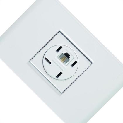 Imagem de Conjunto Tramontina Liz 4X2 Branco Com Placa (1 Tomada Fone+Rj11)