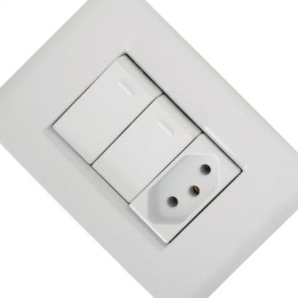 Imagem de Conjunto Tramontina Liz 4X2 Branco Com Placa (2 Simples+Tomada 10A)