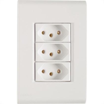 Imagem de Conjunto Tramontina Liz 4X2 Branco Com Placa (3 Tomadas 10A)