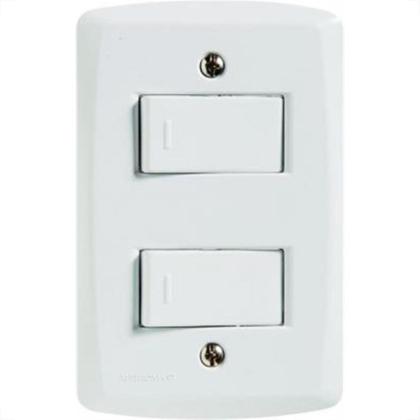 Imagem de Conjunto Tramontina Lux 4X2 Branco Com Placa (2 Paralelos)