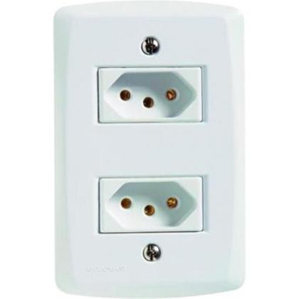 Imagem de Conjunto Tramontina Lux 4X2 Branco Com Placa (2 Tomadas 10A)