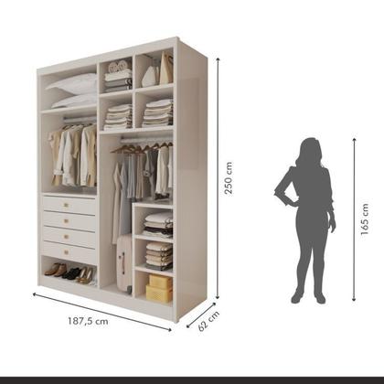 Imagem de Conjunto Treliche Solteiro Indy e Closet Casal sem Portas 4 Gavetas Bergamo Branco