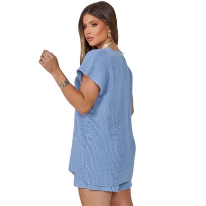 Imagem de Conjunto Tricot 2 Peças Verão SHorts Camis Kimono Saída de Praia