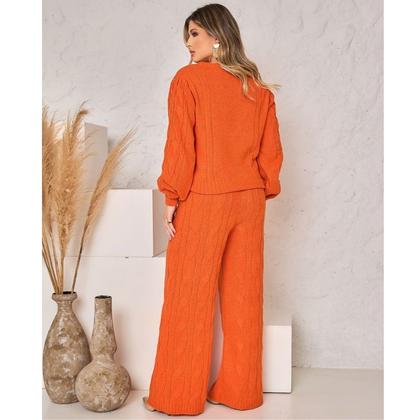 Imagem de Conjunto Tricot Inverno Feminino Mousse Calca e Blus Frio