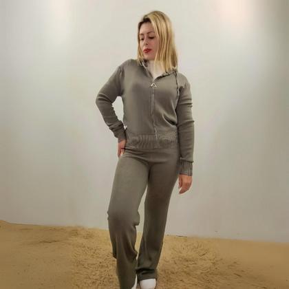 Imagem de Conjunto Tricot Modal Feminino Com Jaqueta Casaco Inverno