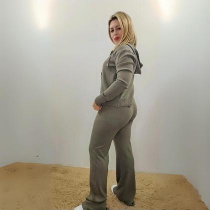 Imagem de Conjunto Tricot Modal Feminino Com Jaqueta Casaco Inverno