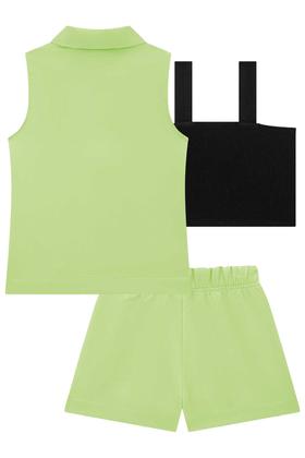 Imagem de Conjunto Trio Infantil Top em Canelado Maui com Colete e Shorts em Tecido Alfaiataria - Infanti