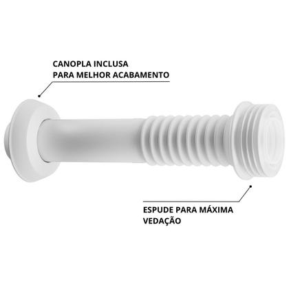 Imagem de Conjunto Tubo de Ligação Ajustável Para Bacia Sanitária 25cm x 1.1/2" Branco  Astra
