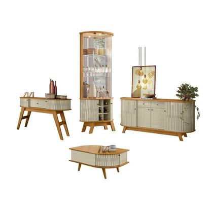 Imagem de Conjunto Turim c/ Buffet Verona c/ Cristaleira Nina c/ Mesa de Centro Cumaru/Opala