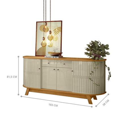 Imagem de Conjunto Turim c/ Buffet Verona c/ Cristaleira Nina c/ Mesa de Centro Cumaru/Opala