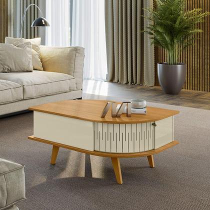 Imagem de Conjunto Turim c/ Buffet Verona c/ Cristaleira Nina c/ Mesa de Centro Cumaru/Opala