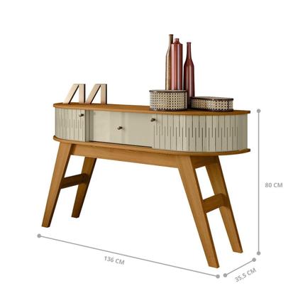 Imagem de Conjunto Turim c/ Buffet Verona c/ Cristaleira Nina c/ Mesa de Centro Cumaru/Opala
