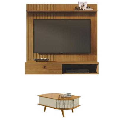 Imagem de Conjunto Turim c/ Buffet Verona c/ Cristaleira Nina c/ Mesa de Centro Cumaru/Opala