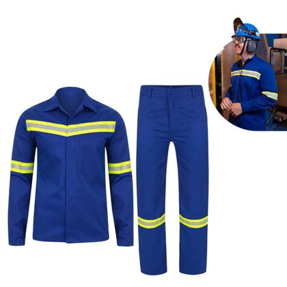 Imagem de Conjunto Uniforme EPI Faixa Refletiva Nr10 Mecanico Segurança do Trabalho Eletricista Construção Obra Serviço