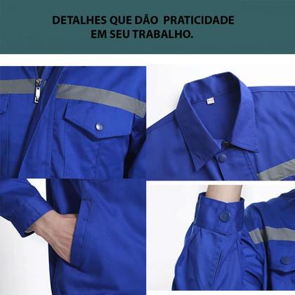 Imagem de Conjunto Uniforme Profissional EPI Segurança Do Trabalho Faixa Refletiva Mecanico Eletricista Obra Sinal Transito