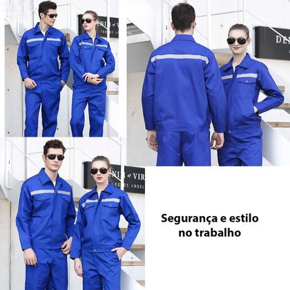 Imagem de Conjunto Uniforme Segurança Trabalho EPI Profissional Faixa Refletiva Eletricista Mecanico Operario Sinal Transito Obra