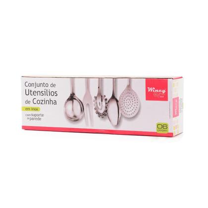 Imagem de Conjunto Utensílios 6 Peças Inox com Suporte de Parede