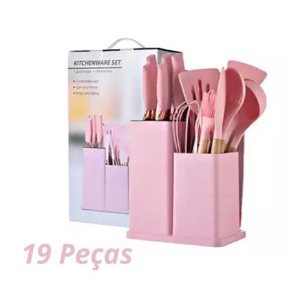 Imagem de Conjunto Utensílios Silicone c/ Facas e Tabua de Cortar 19Pç