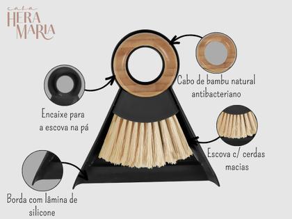 Imagem de Conjunto Vasourinha Escova C/ Pá De Limpeza Em Bambu Natural