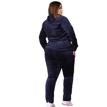 Imagem de Conjunto Veludo Plush Calça Com Bolso Blusa Capuz Zíper