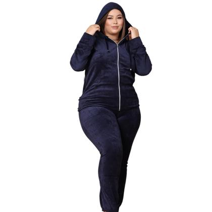 Imagem de Conjunto Veludo Plush Calça Com Bolso Blusa Capuz Zíper