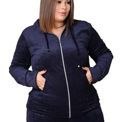 Imagem de Conjunto Veludo Plush Calça Com Bolso Blusa Capuz Zíper