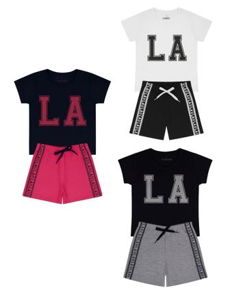 Imagem de Conjunto Verão Infantil Juvenil Feminino Blusinha e Shorts em Algodão + Cotton Roupa Menina Tamanhos 10 12 14 16