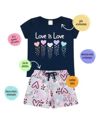 Imagem de Conjunto Verão Infantil Juvenil Feminino Blusinha e Shorts em Algodão + Cotton Roupa Menina Tamanhos 10 12 14 16