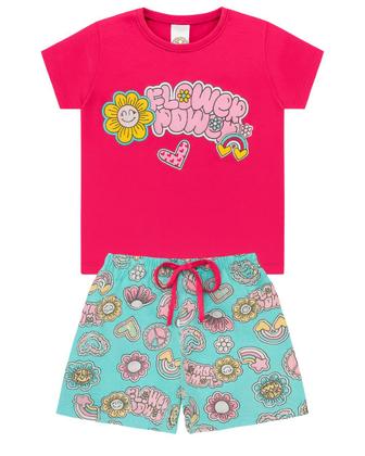 Imagem de Conjunto Verão Infantil Juvenil Feminino Blusinha e Shorts em Algodão + Cotton Roupa Menina Tamanhos 10 12 14 16