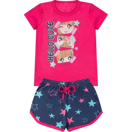 Imagem de Conjunto Verão Infantil Juvenil Feminino Blusinha e Shorts em Algodão + Cotton Roupa Menina Tamanhos 10 12 14 16