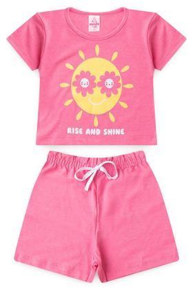 Imagem de Conjunto Verão Infantil Roupa Menina Blusa Cropped com Shorts Confortável