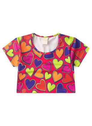 Imagem de Conjunto Verão Menina Cereja Cropped e Shorts com Cadarço Corações