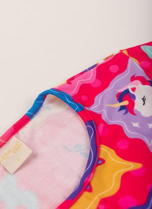 Imagem de Conjunto Verão Menina Infantil Magenta Cropped e Shorts Unicórnio