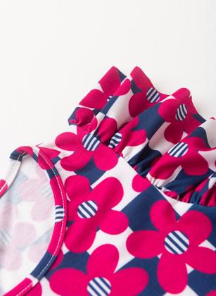 Imagem de Conjunto Verão Menina Marinho Cropped com Babado e Shorts Flores