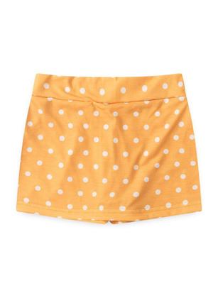 Imagem de Conjunto Verão Menina Natural Blusa com Laço e Shorts Saia Bolinhas