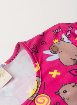 Imagem de Conjunto Verão Menina Pink Cropped e Shorts Capivaras