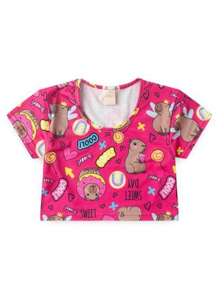 Imagem de Conjunto Verão Menina Pink Cropped e Shorts Capivaras