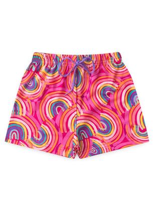 Imagem de Conjunto Verão Menina Pink Cropped e Shorts com Cadarço Arco Íris Retrô