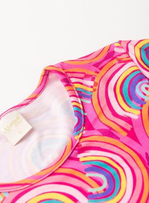 Imagem de Conjunto Verão Menina Pink Cropped e Shorts com Cadarço Arco Íris Retrô