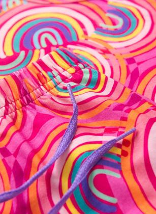 Imagem de Conjunto Verão Menina Pink Cropped e Shorts com Cadarço Arco Íris Retrô